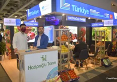 The Hatipoglu Tarim stand. The Turkish exporters had lots of meetings throughout the event. The company exports vegetables, citrus, cherries and grapes among other products.